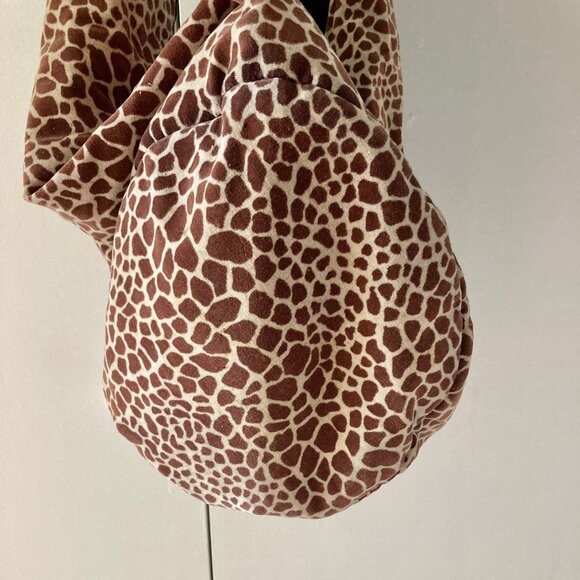 FUN Handmade Giraffe print reversible crossbody velvet purse & shoulder tote - Picture 6 of 9